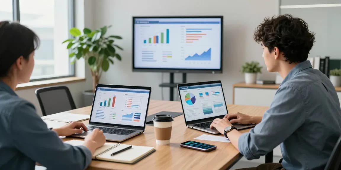 Comparative analysis of EE vs Three business plans in a professional office setting highlighting data-driven decision-making.