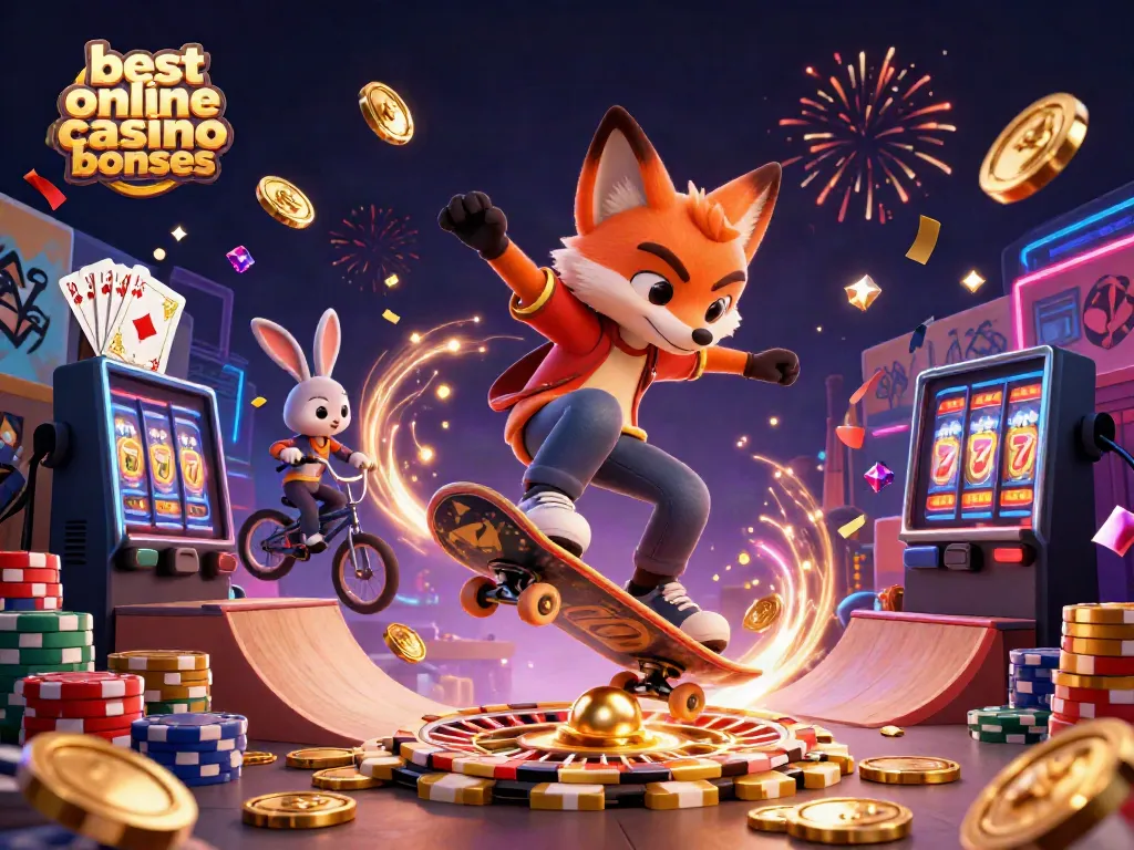 Engage with the best online casino bonuses through vibrant and dynamic gaming-themed illustration.