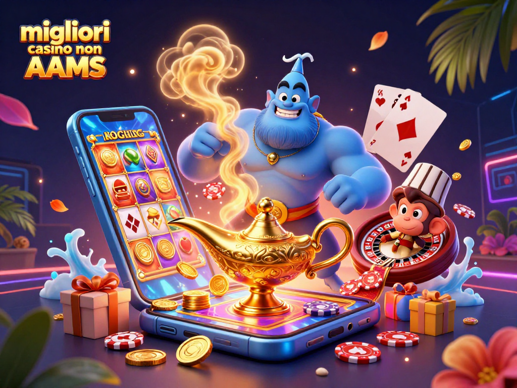Gioca nei migliori casino non AAMS con un genio blu e un tappeto magico pieno di fiches.