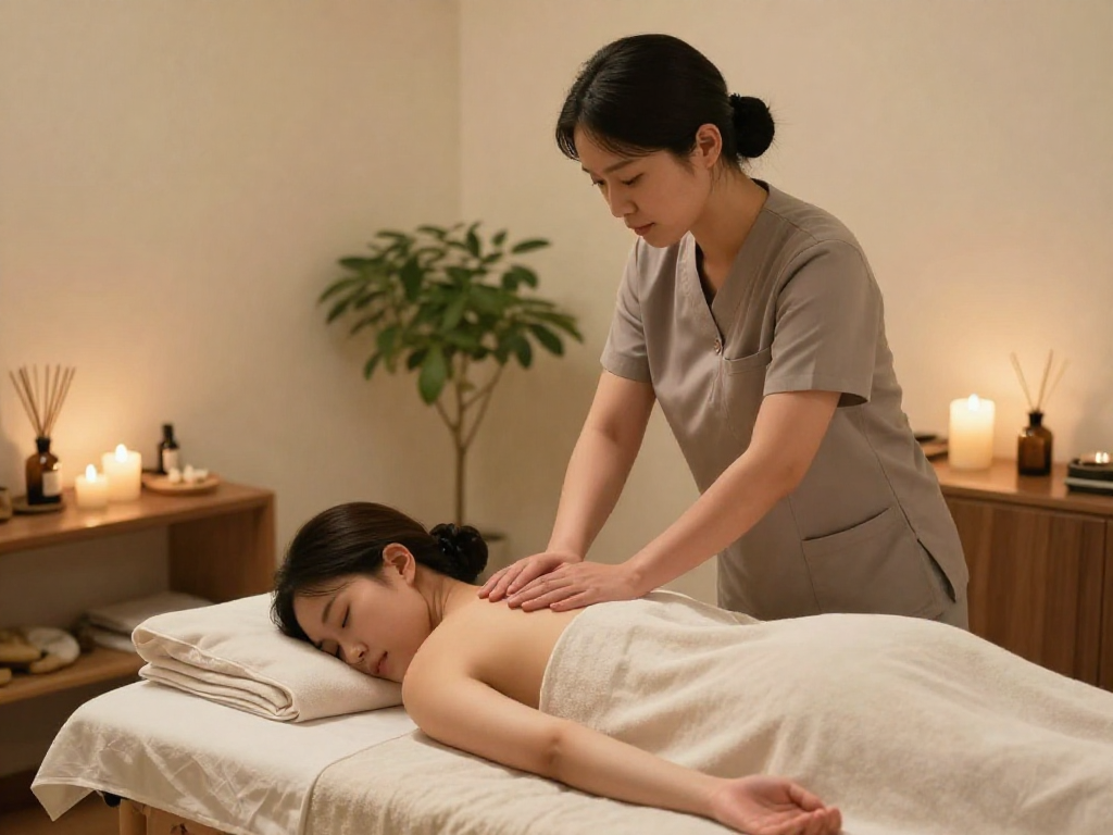 부평출장마사지 session in a calming home setting with expert therapist.