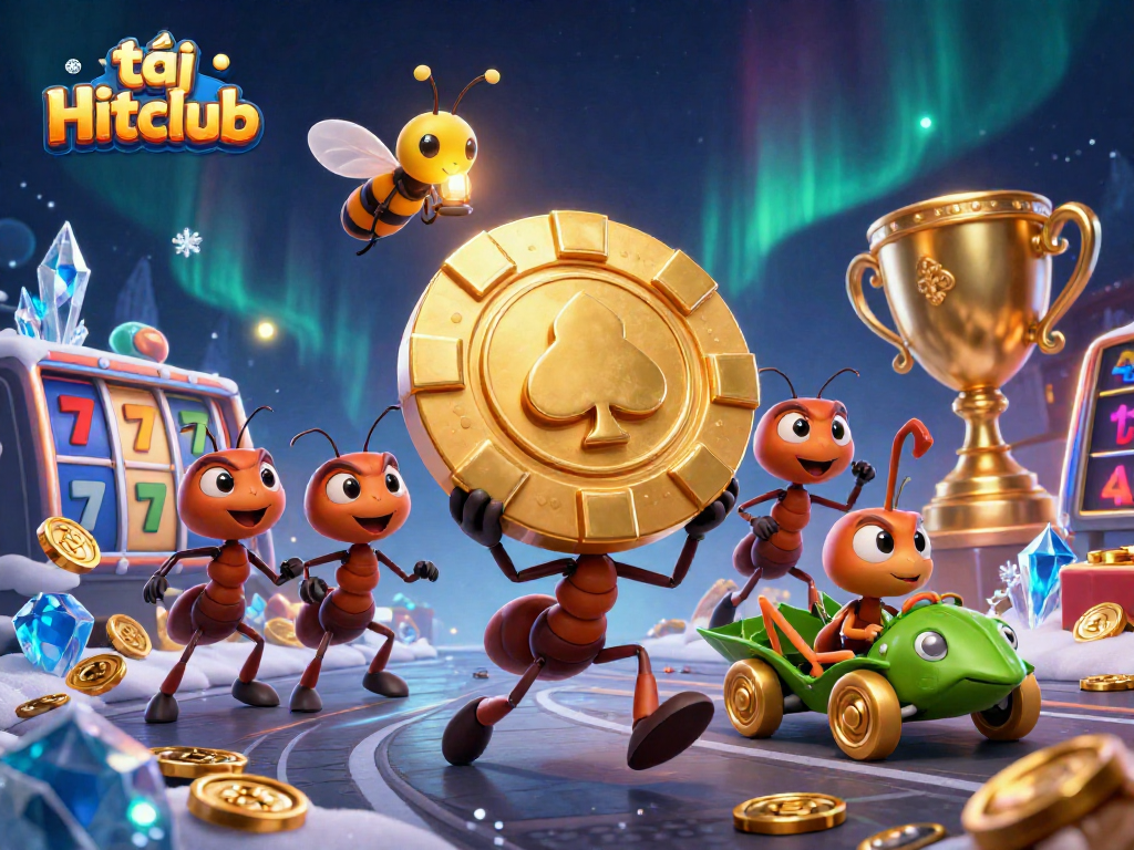 Play to win with tải Hitclub and a heist of cartoon ants in a dynamic casino scene.