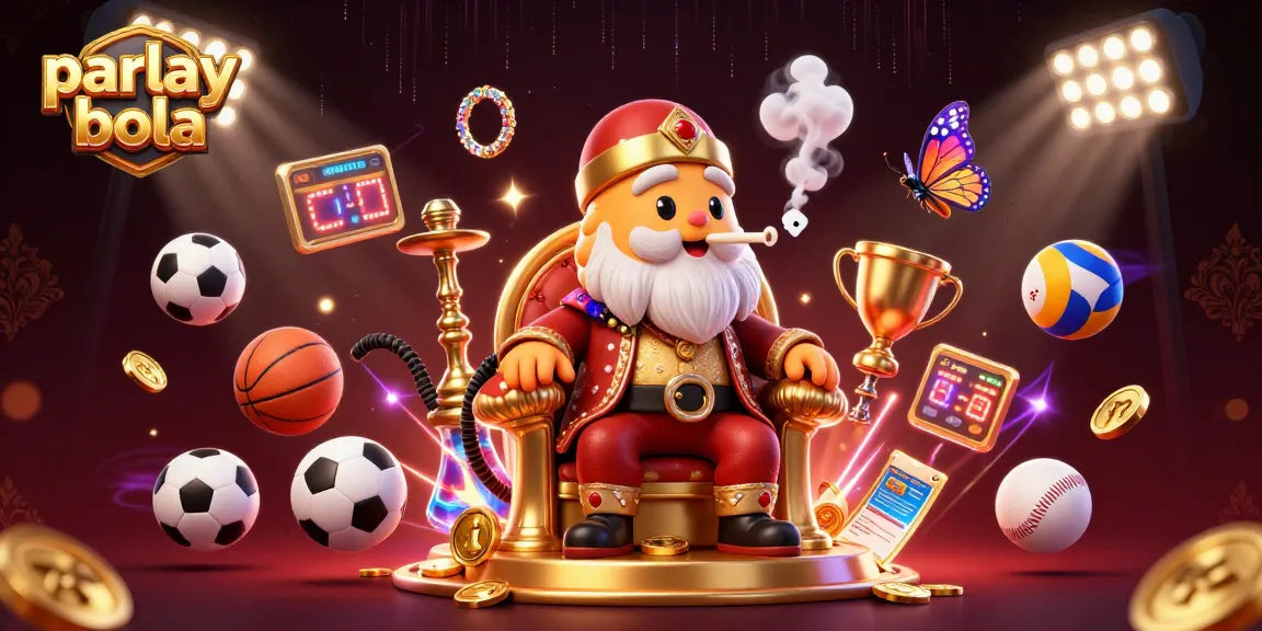 Bet on parlay bola with a vibrant scene showcasing dynamic sports balls, golden coins, and immersive betting elements.