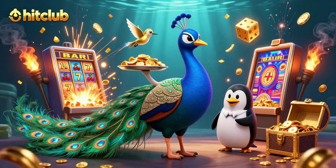 hitclub showcases a dynamic casino scene with vibrant characters and jackpots exploding