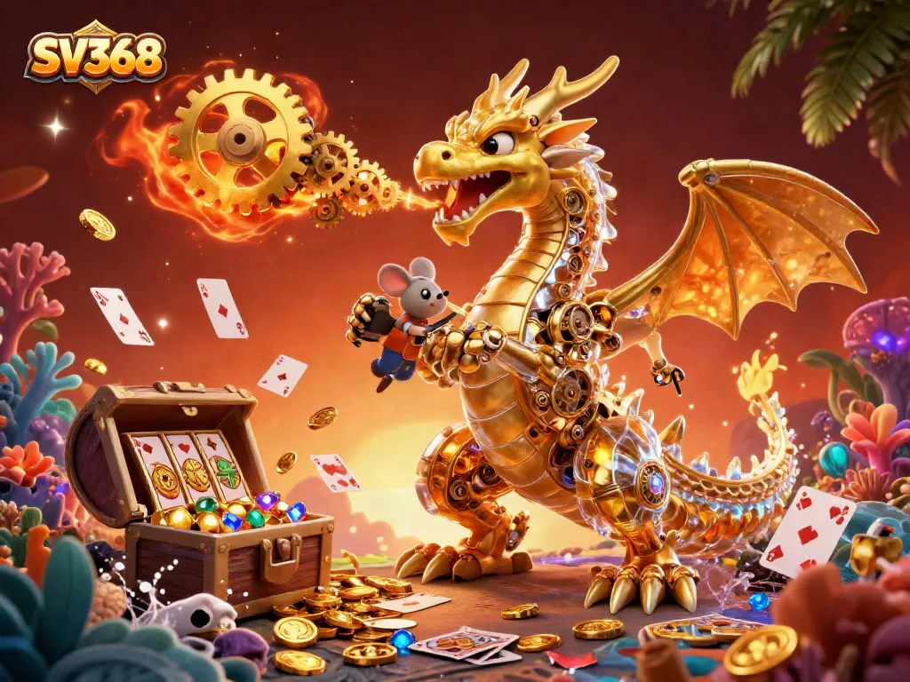 Engage with SV368 and explore thrilling casino adventures in this vibrant 3D illustration.
