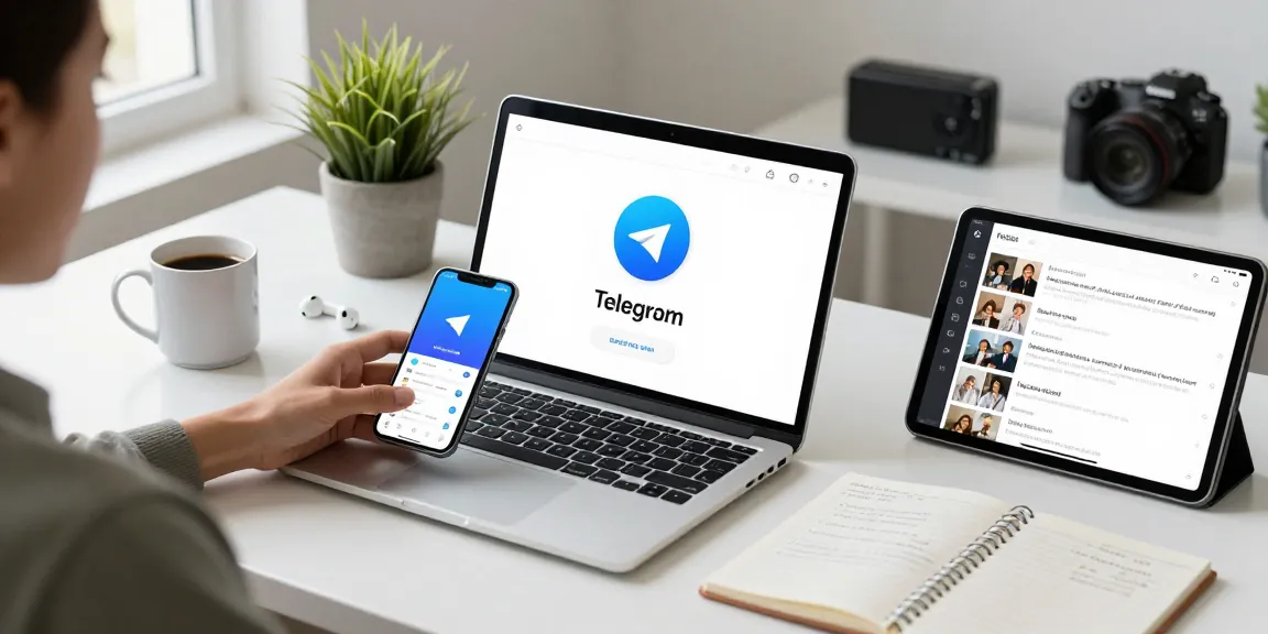 Downloading Telegram下载 on a modern laptop with a user-friendly interface, showcasing a productive workspace.