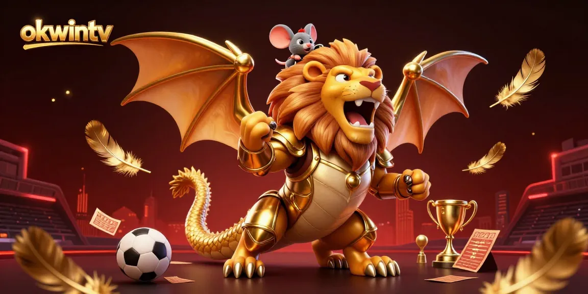 Experience thrilling sports betting with okwintv in this vibrant, dynamic 3D illustration.