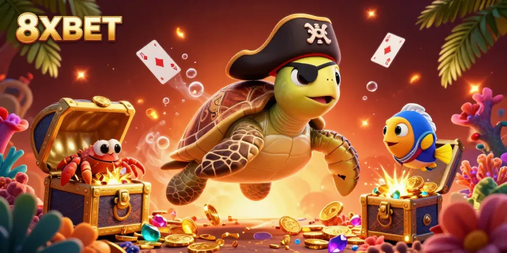Experience thrilling gameplay with 8XBET as vibrant characters dive into treasure-filled underwater adventures.