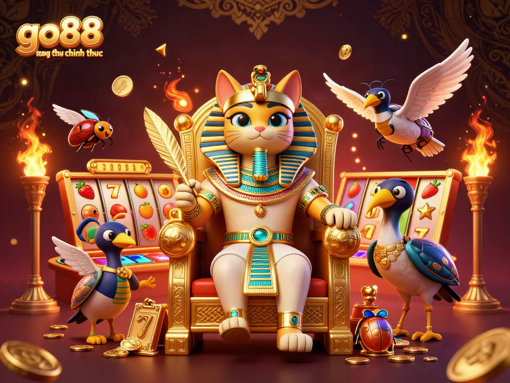 Engage with go88 trang chu chinh thuc through this vibrant slot game scene featuring rich royal elements.