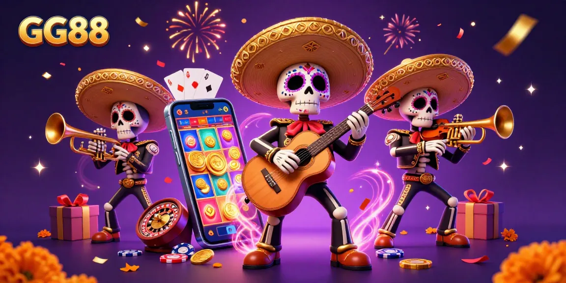 Experience GG88's vibrant gaming spirit with a lively mariachi band in a rich, festive setting.