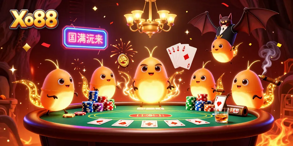 Experience the excitement of Xo88 with vibrant casino glowworms and poker action!
