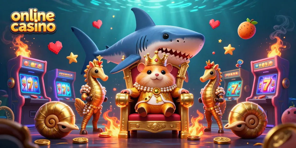 Experience a vibrant online casino scene featuring a golden hamster king surrounded by dynamic game elements.