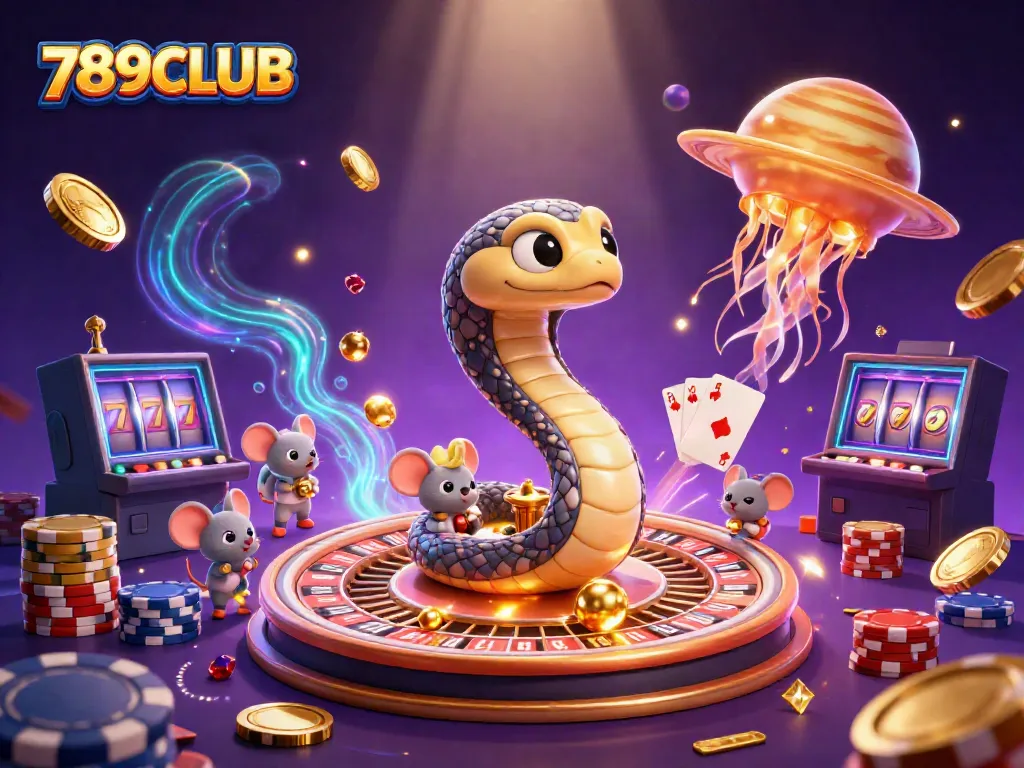 Experience excitement at 789CLUB with animated betting in a cosmic casino scene.