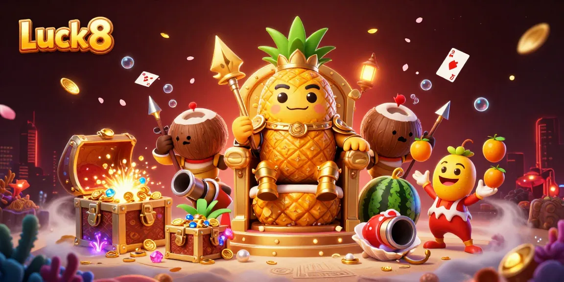 Experience the excitement of Luck8 with immersive characters and vibrant casino elements in this dynamic illustration.