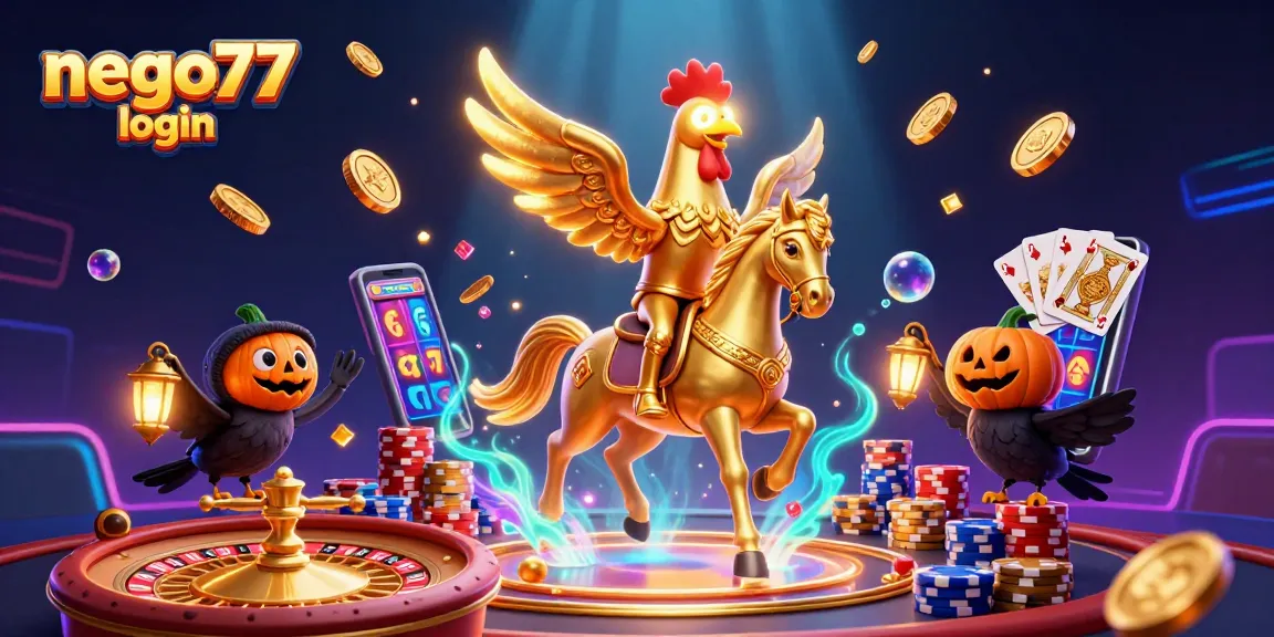 Engage with nego77 login and explore the vibrant casino atmosphere showcasing thrilling games and gold coins.