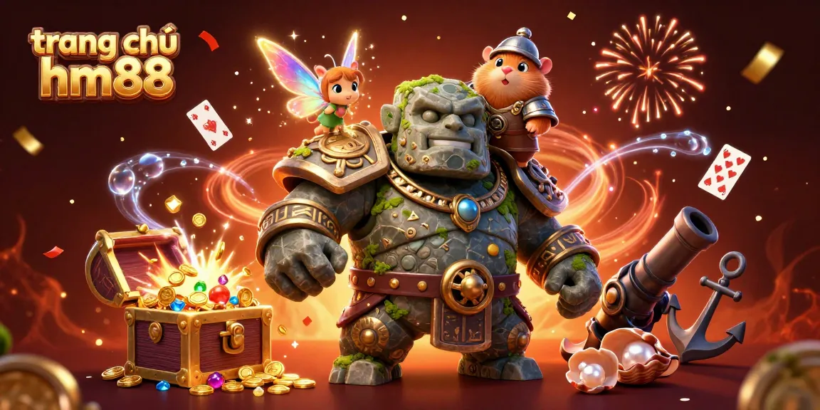 Engage in thrilling games at trang chủ hm88, where gold coins and magical elements surround lively characters.