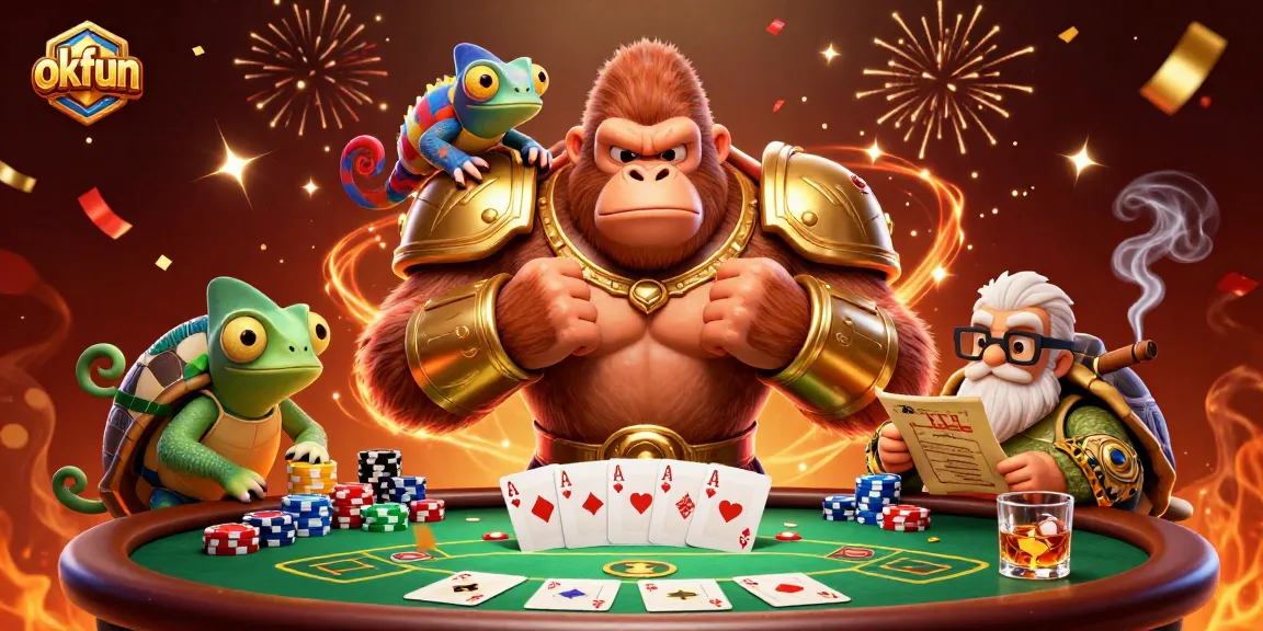 Experience dynamic gameplay action at okfun with our unique casino environment featuring vibrant characters.