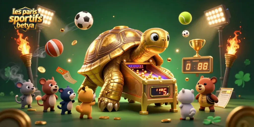Experience the excitement of les paris sportifs betya with our dynamic illustration featuring sports balls and betting slips.