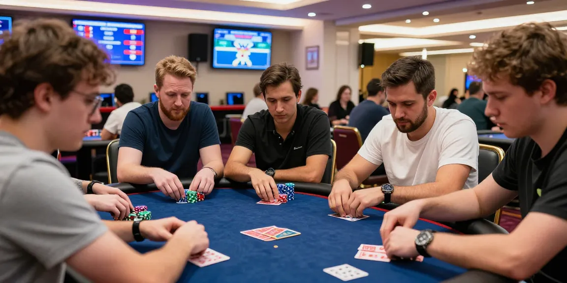 yo88 vibrant live casino gaming scene with players focused on card games and colorful chips