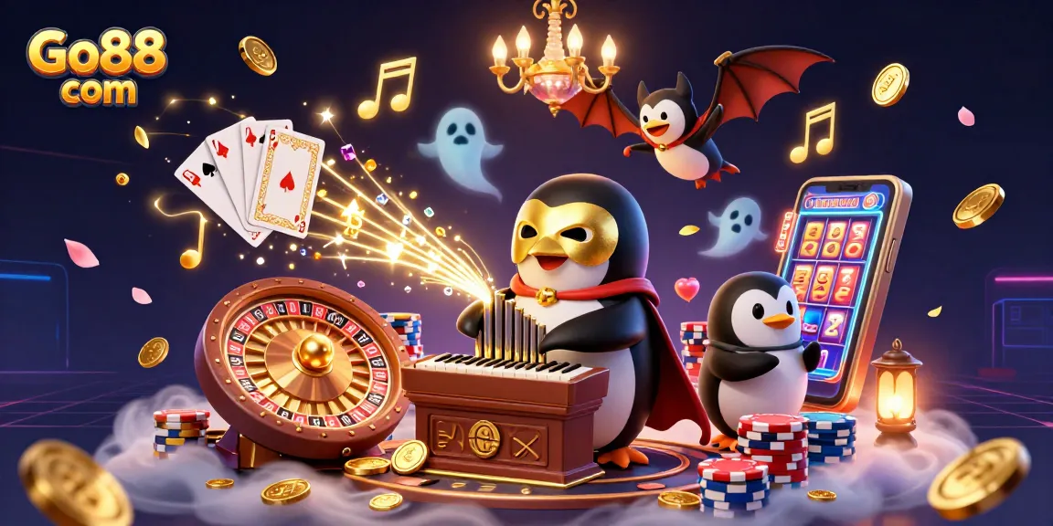 Experience thrilling gameplay at Go88 com with an exciting casino scene featuring dynamic characters and elements.