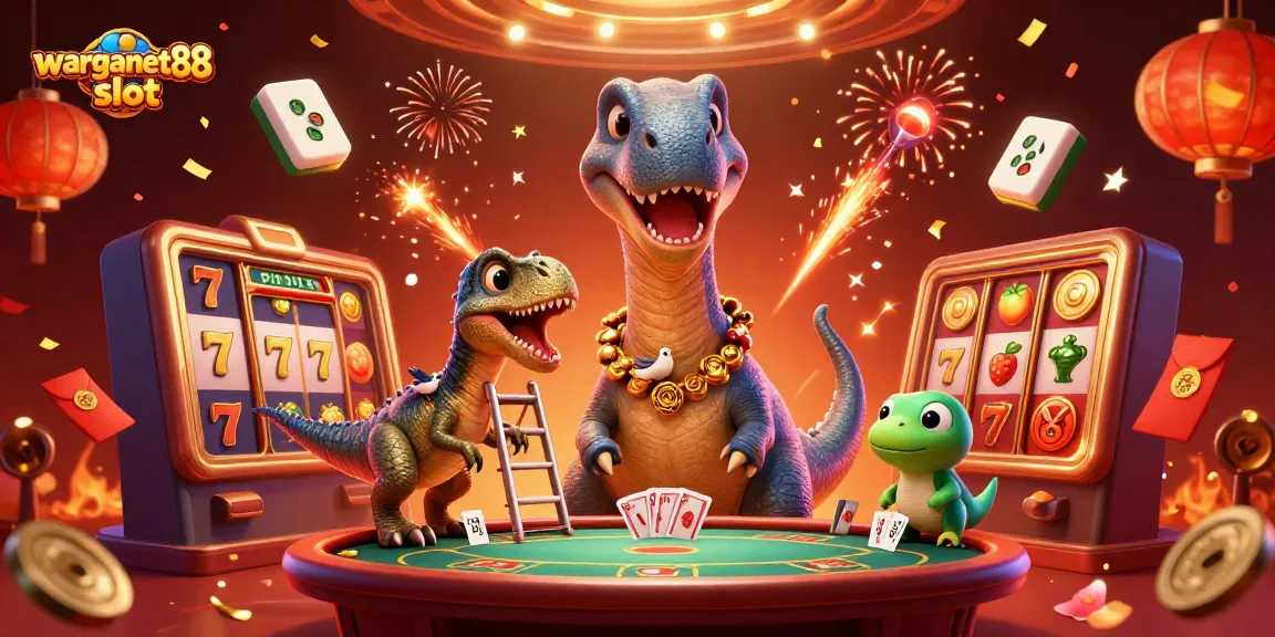 Experience the excitement of warganet88 slot with this dynamic 3D casino illustration showcasing vibrant characters and game elements.