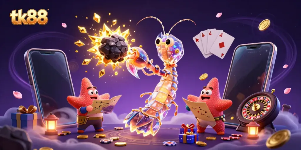 Engage with thrill of tk88 gaming in an explosive scene with galactic samurai and golden coins.