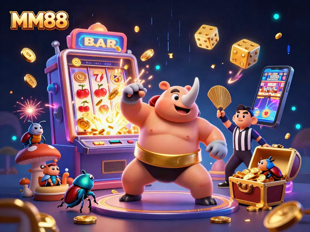 Experience the thrilling excitement of MM88 with a sumo beetle champion and jackpot slots