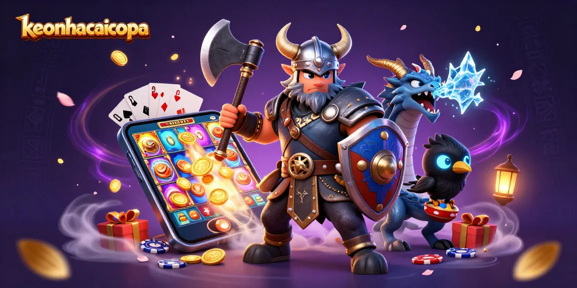 Win big with keonhacaicopa as a Viking wolf warrior battles through a vibrant casino adventure.