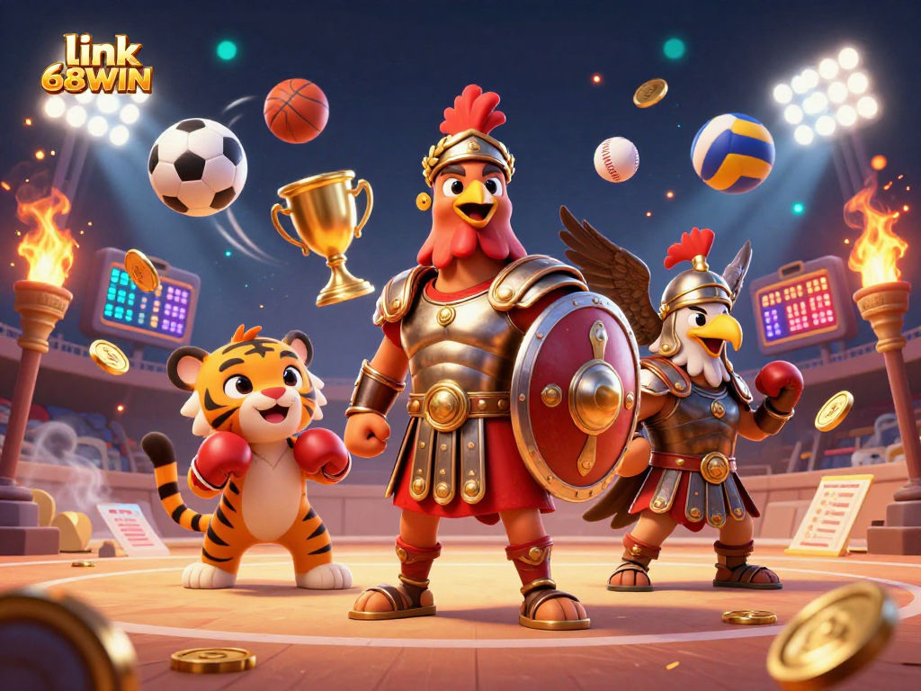 Engage with thrilling action at link 68WIN's casino featuring dynamic 3D characters and vibrant gaming elements.
