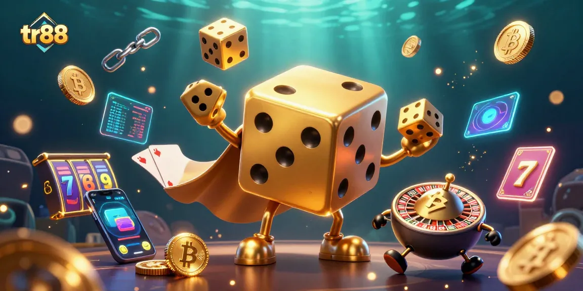 Engage with tr88's vibrant casino scene featuring golden dice and dynamic gaming elements.