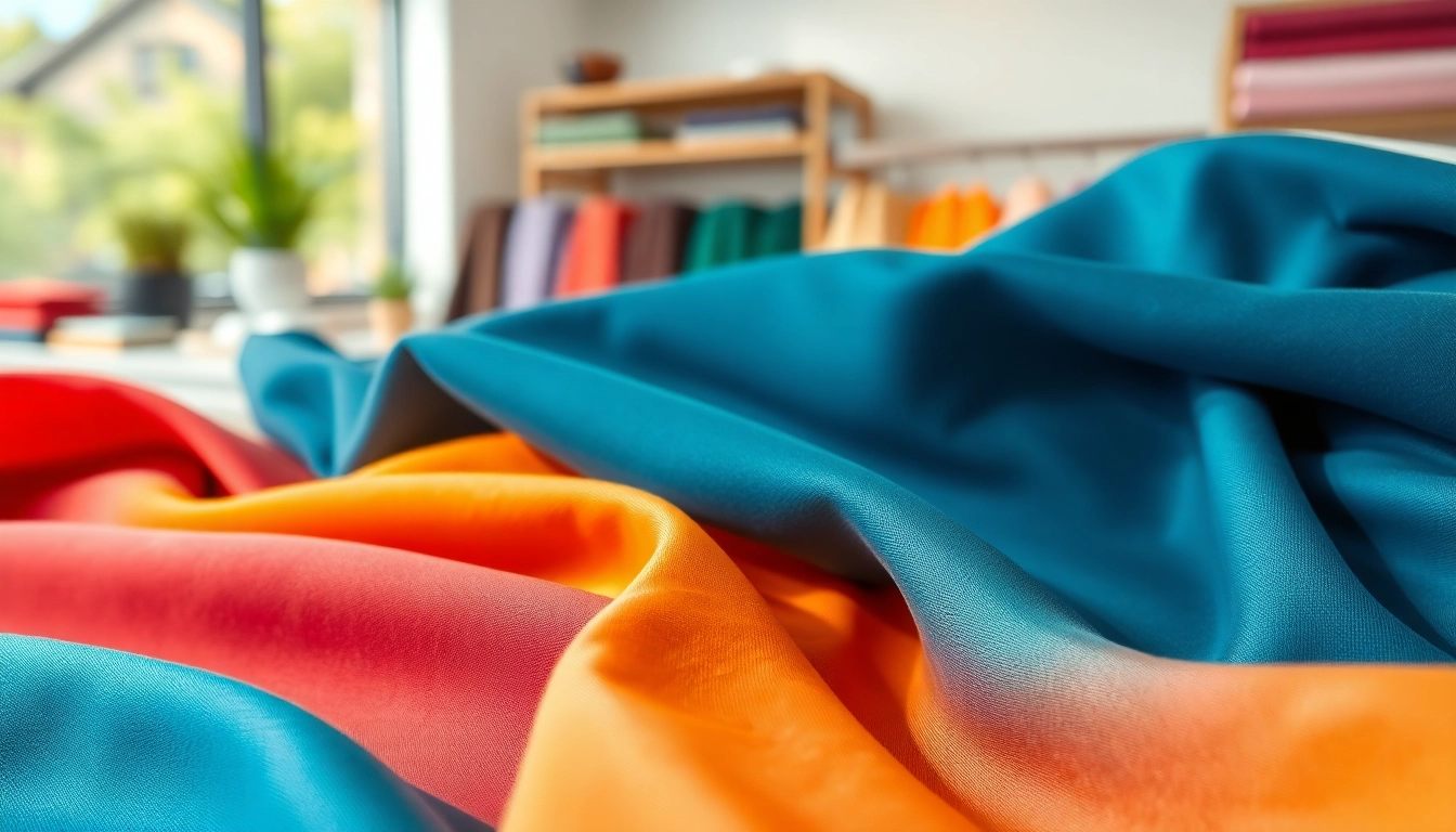 Viscose stoffen uitgelicht met een variëteit aan texturen en kleuren in een stijlvolle shop.