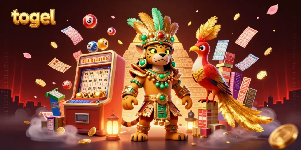Engage with togel action featuring vibrant characters and colorful lottery elements.