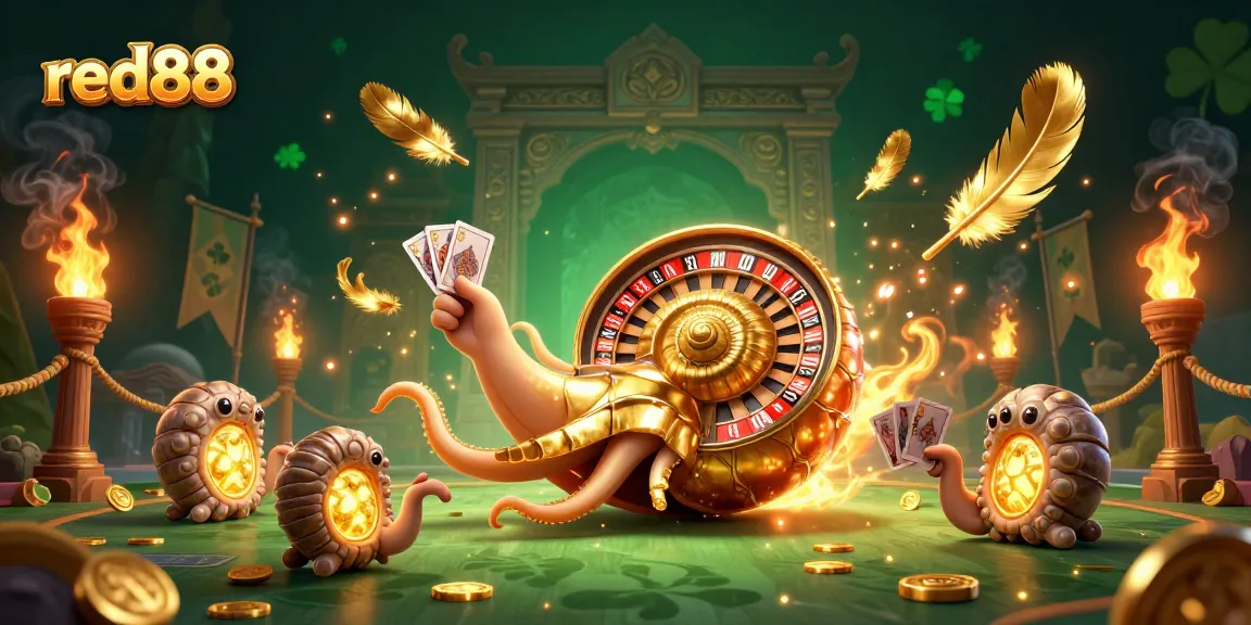 Experience the excitement of red88 with a vibrant 3D casino scene featuring glowing treasures and dynamic elements.