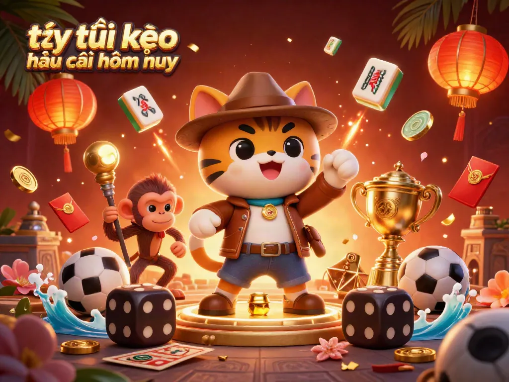 Bet on tỷ lệ kèo nhà cái hôm nay with a dynamic 3D illustration of casino exploration.